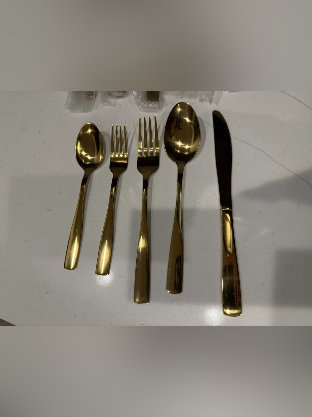 New 30 Pc Gold Stainless Steel Flatware Set